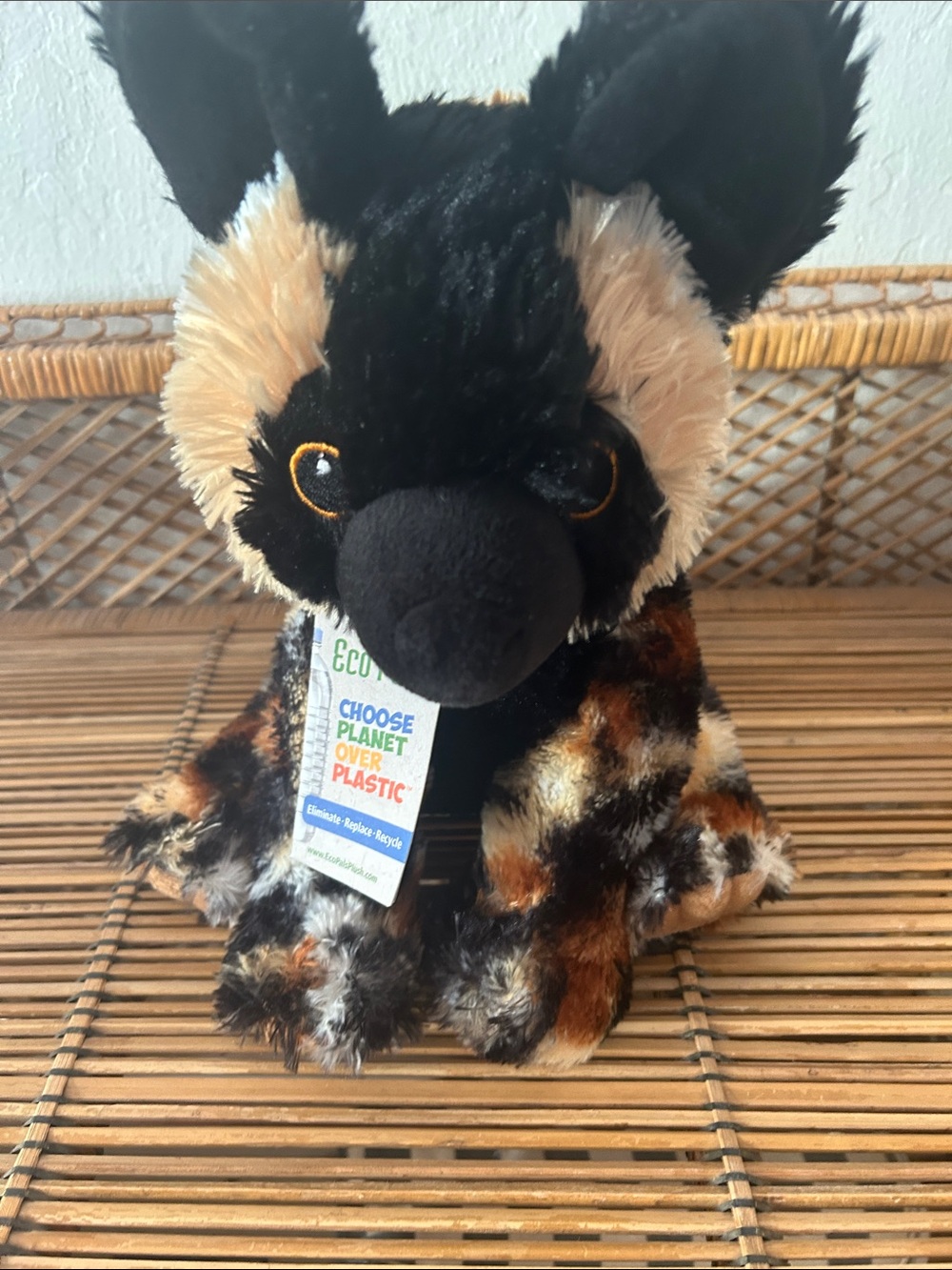 Eco Pals Wild Dog Stuffed Animal - Black, Brown & Tan